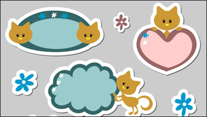 Cute cartoon label 01 - vector material