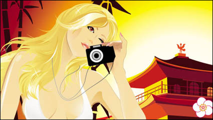 Cartoon girls 02 - vector material