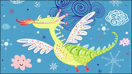 Cartoon dinosaur illustration background 01 - vector material