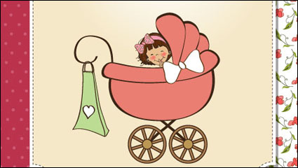 Cartoon baby card 02 - vector material