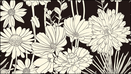 Exquisite black and white line art background 03 - vector material