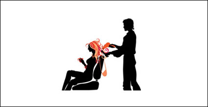 Vector hair silhouette trends of material character