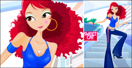 Girls dress fashion trend vector material