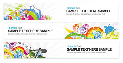 banner guitar microphone vector