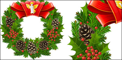 Christmas garlands, leaves