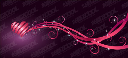 Ribbon heart-shaped composition