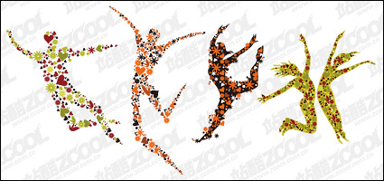 Flowers composed of people jumping