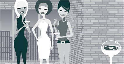 Fashion girls series eps vector material