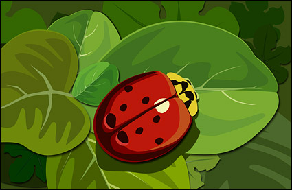 Ladybugs On the Green Leaf