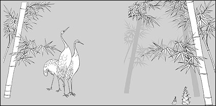 Vector line drawing of flowers-49(Bamboo, bamboo shoots, Hok)